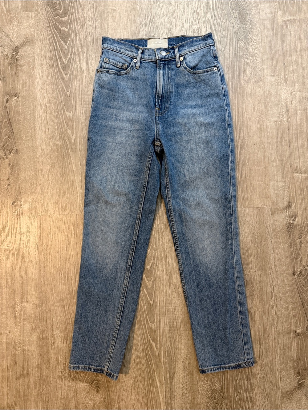 Everlane 24 Cheeky Crop High Rise Straight Leg Organic Cotton Blue Casual Jeans‎